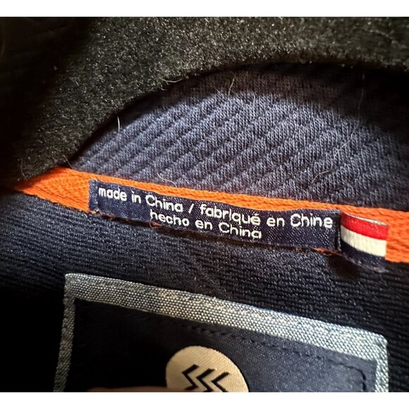 Noize Mens Navy Ribbed Full-Zip Jacket With Stand Collar & Button Pockets Size M - Picture 6 of 10